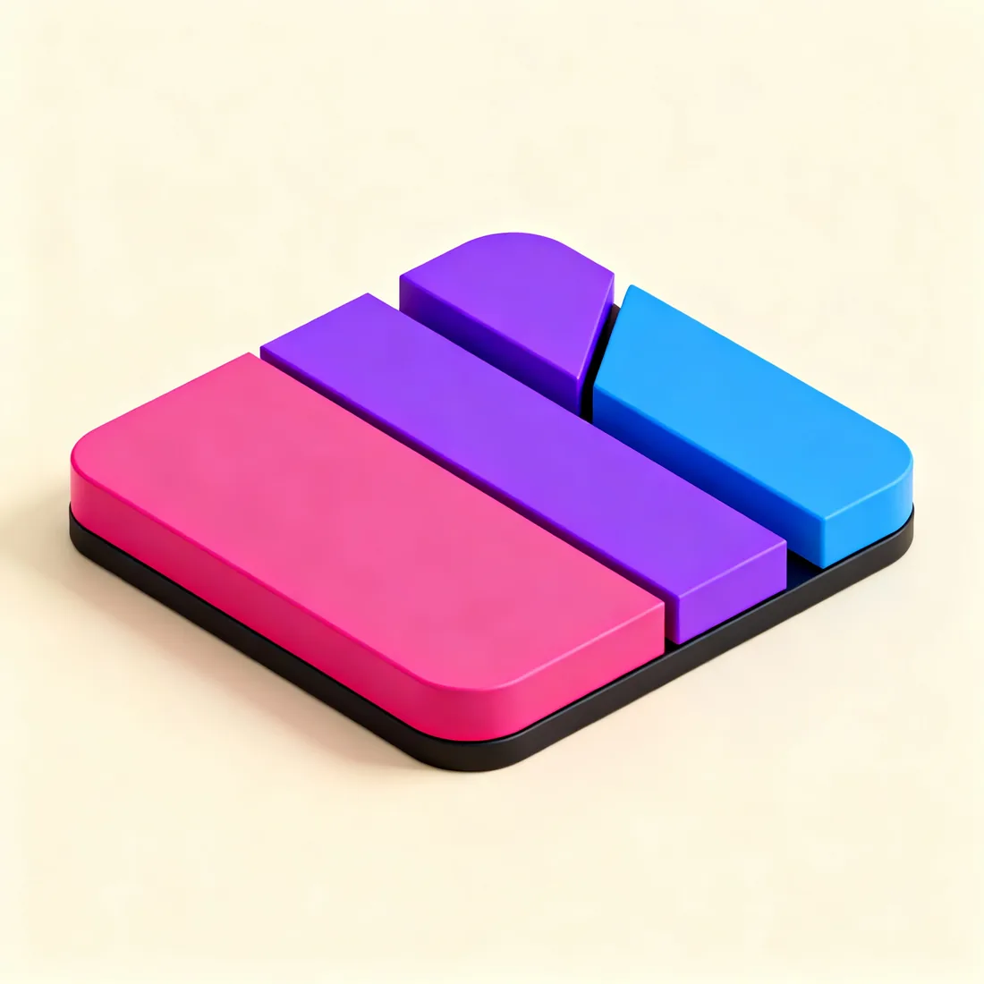 Abstract render of three separate modules merging into one unified platform