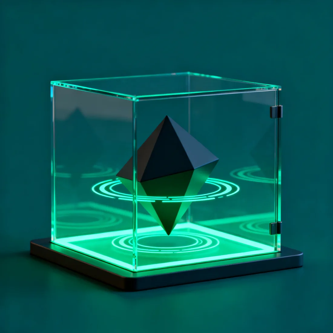 Abstract render of a suspicious file detonated inside a sealed analysis chamber